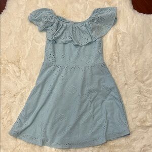 btween Sky Blue Eyelet Ruffle Dress
